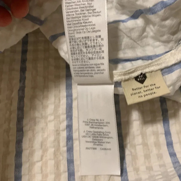 MADEWELL NWOT Seersucker One Shoulder Puff Sleeve Midi Dress - Picture 6 of 8